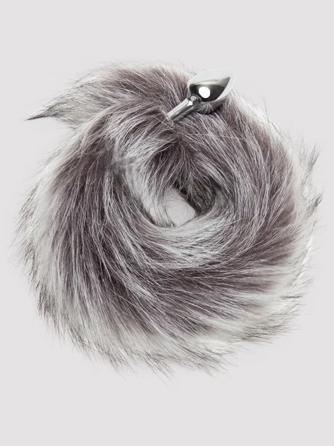 DOMINIX Deluxe Stainless Steel Small Faux Silver Fox Tail Butt Plug