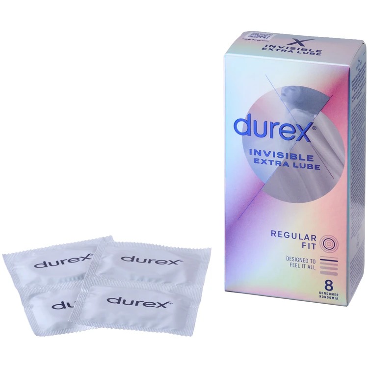 Durex Invisible Extra Lube Regular Condoms 8 Pack